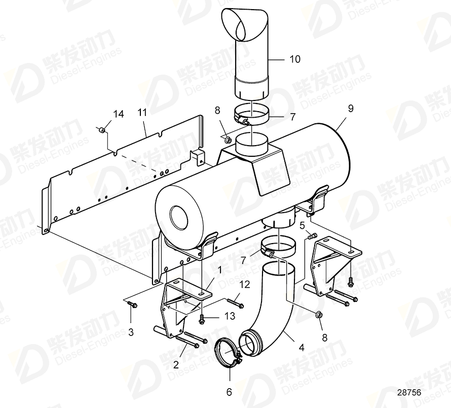 volvo penta Pipe elbow 22691914 Drawing